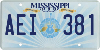 MS license plate AEI381