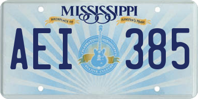 MS license plate AEI385