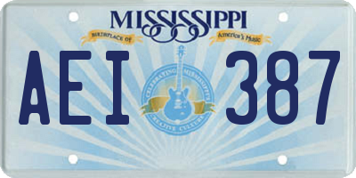MS license plate AEI387
