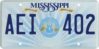 MS license plate AEI402