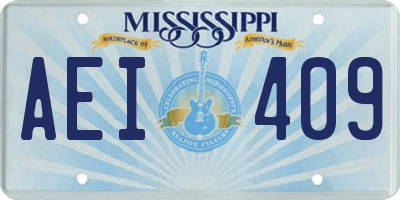 MS license plate AEI409