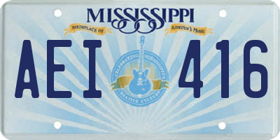 MS license plate AEI416
