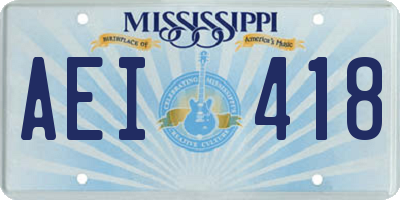 MS license plate AEI418