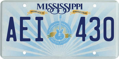 MS license plate AEI430