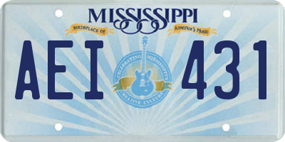 MS license plate AEI431