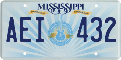 MS license plate AEI432