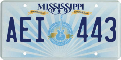MS license plate AEI443