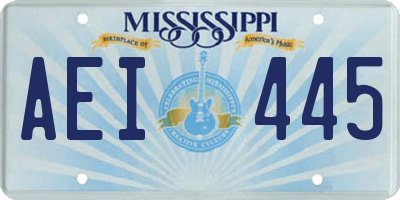 MS license plate AEI445