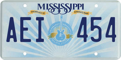 MS license plate AEI454