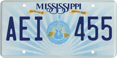 MS license plate AEI455