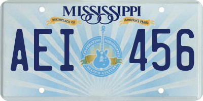 MS license plate AEI456