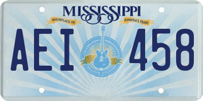 MS license plate AEI458