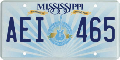 MS license plate AEI465