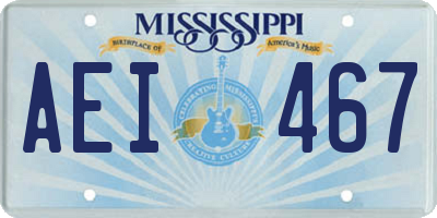 MS license plate AEI467