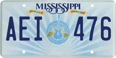 MS license plate AEI476
