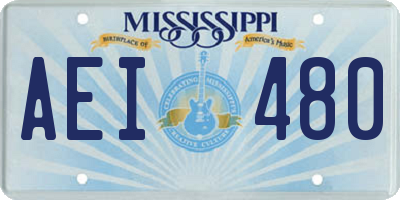 MS license plate AEI480