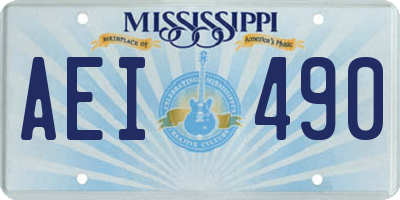 MS license plate AEI490