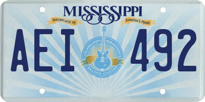 MS license plate AEI492