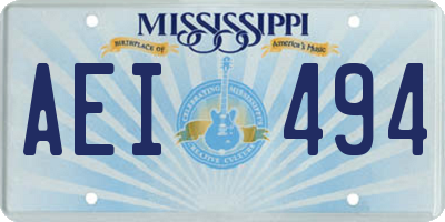 MS license plate AEI494