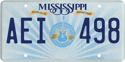 MS license plate AEI498