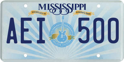 MS license plate AEI500