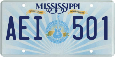 MS license plate AEI501