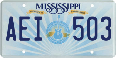 MS license plate AEI503