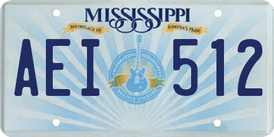 MS license plate AEI512