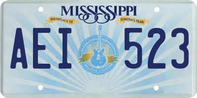 MS license plate AEI523