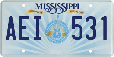 MS license plate AEI531