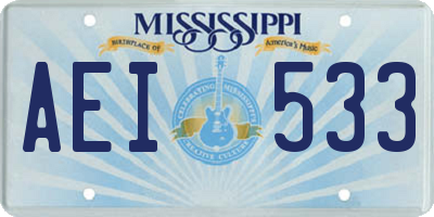 MS license plate AEI533
