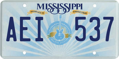 MS license plate AEI537