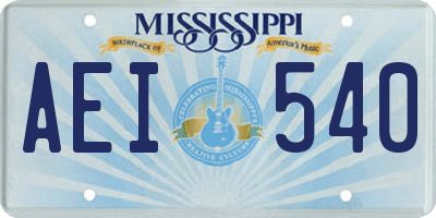 MS license plate AEI540