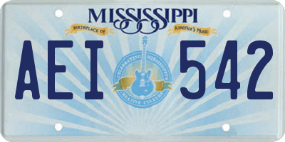 MS license plate AEI542