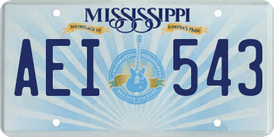 MS license plate AEI543