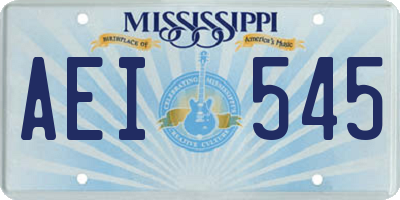 MS license plate AEI545