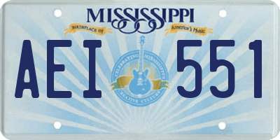 MS license plate AEI551