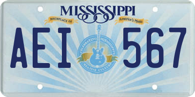 MS license plate AEI567
