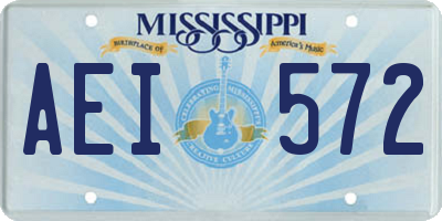 MS license plate AEI572