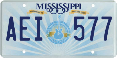 MS license plate AEI577