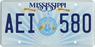 MS license plate AEI580