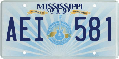 MS license plate AEI581