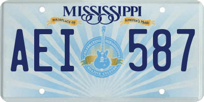 MS license plate AEI587