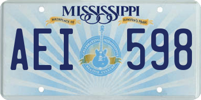 MS license plate AEI598