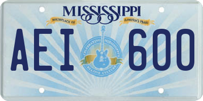 MS license plate AEI600