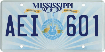 MS license plate AEI601