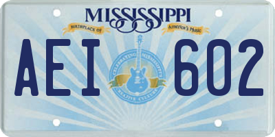 MS license plate AEI602
