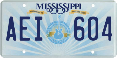 MS license plate AEI604