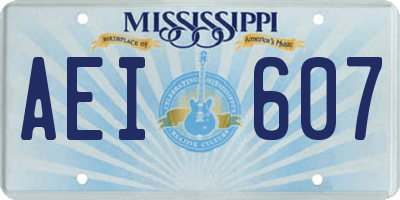 MS license plate AEI607