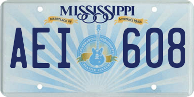 MS license plate AEI608
